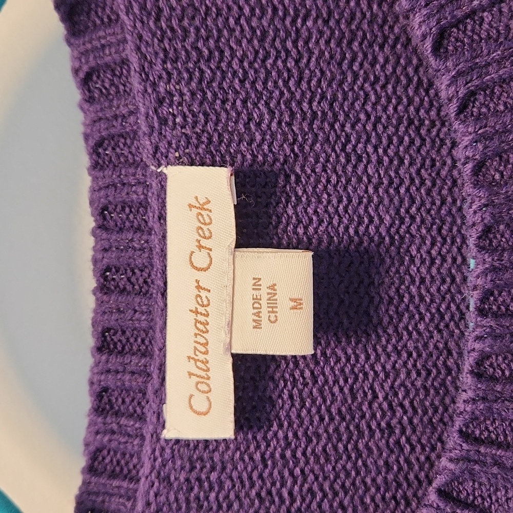 Cable knit high low sweater size M coldwater creek purple never worn NWOT